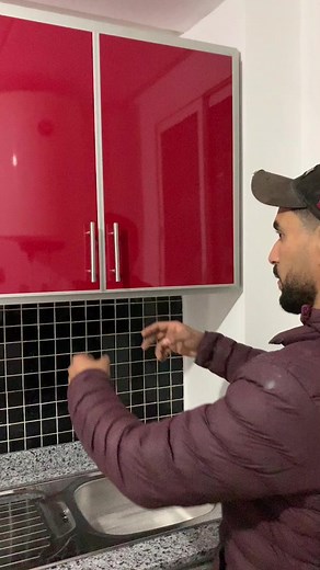 Exploring a Modern Red Kitchen Cabinet Design | TikTok
