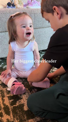 He asked me to teach him how to put Briar’s braces on so he could do therapy with her 😭 Cooper’s heart is as big as they come #downsyndromelove #downrightperfect #nothingdownaboutit #inclusionmatters #t21