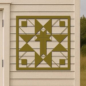 Cross Pattern Barn Quilt Square Metal Sign-amish Barn Quilt Wall Art-modern Farmhouse Décor-pa Dutch Outdoor Barn Star-christian Barn Quilt - Etsy