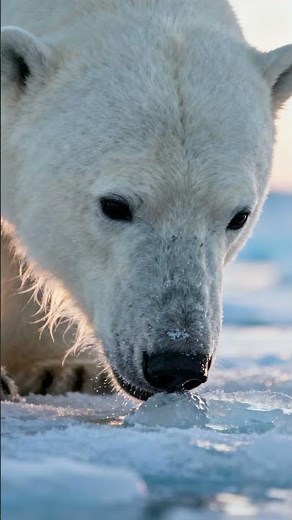 Baby Polar Bear Cub Walking on Arctic Ice 🐻‍❄️ | Real Wildlife Footage #animalshorts #animals