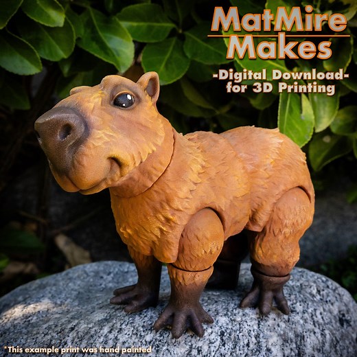 Capybara Digital .STL File for 3d Printing, Articulated Fidget Figure, Print-in-place Body, Snap-fit Head, Cute Flexi - Etsy