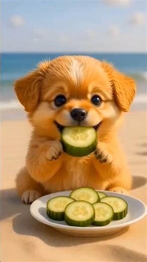 Dog vs Cucumber: First Time Ever 🥒🐶 #dog #puppy #cute #viral #trending #shorts #shortvideo #aivideo