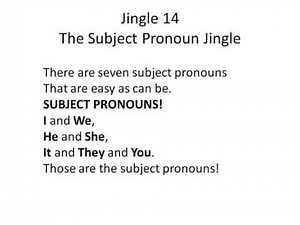 Jingle 14 - The Subject Pronoun Jingle - 3rd thru 8th