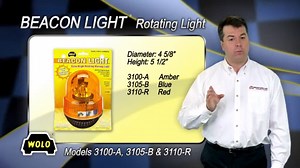 Wolo (3100-A) Beacon Light Rotating Emergency Warning Light - 12 Volt, Amber Lens