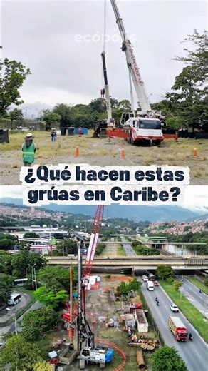 Construction begins on the viaduct for the Metro Ligero de la 80 light rail line at the Caribe st...