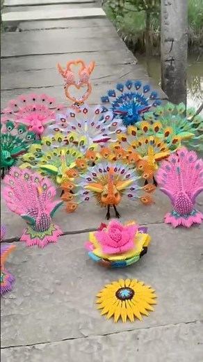 Origami 3D peacocks 2