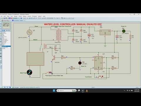 Water Level Controller with Manual ON/Automatic OFF Circuit Diagram