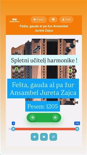 Fešta, gauda al pa žur – Ansambel Jureta Zajca | Učenje harmonike