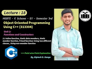 Unit 2 : Functions and Constructors | 2.1 | MSBTE K Scheme | 313304| Diptesh D. | Unit 2 OOP Diptesh