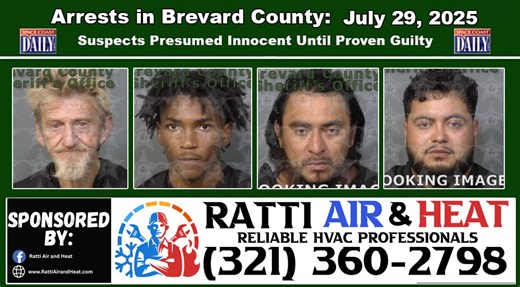 Arrests In Brevard County: July 29, 2025 – Suspects Presumed Innocent Until Proven Guilty - Space Coast Daily