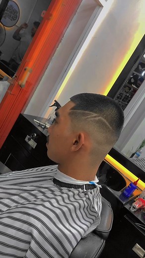 Modern Buzz Cut with Simple Hair Tatto