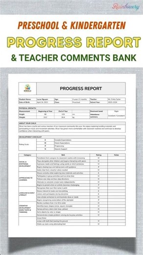 The Pre-K Progress Report Template Teachers Wish They Had (Link in Description)