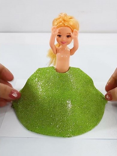 DIY Making Play Doh Super Glitter Dresses for Disney Princesses #Shorts 45