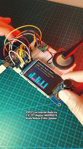 ESP32 Live Internet Radio via 2.4" TFT Display, MAX98357A Audio Module & Mini Speaker! #esp32 #tft