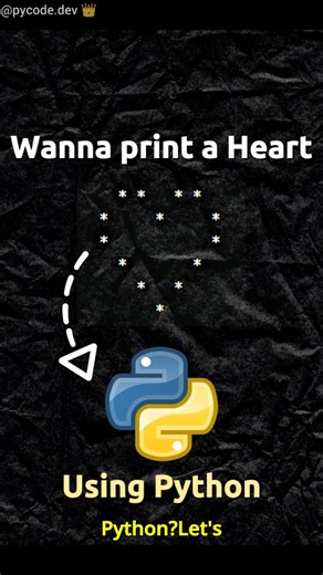 PyCode • Python & AI Enthusiasts 🚀 on Instagram: "How to print a heart in python in 30 seconds ☠️ Only who need to master python in 2026 👑 Follow @pycode.dev 😎 NB: NEW FREE DOCUMENTS ABOUT PYTHON LAUNCHING SOON 😎 Work smarter not harder with @pycode.dev ✔️ #python #pythoncode #coding #pycode"