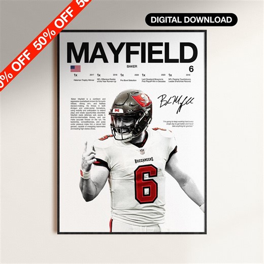 Baker Mayfield Poster, NFL Wall Print, Football Digital Download, NFL Poster Print, Sports Decor, Tampa Bay Buccaneers Poster, Nfl Gift - Etsy