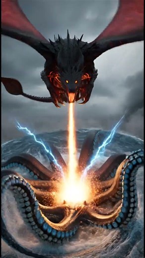 Dragon VS Kraken | Who Would Win? | AI Monster Battle