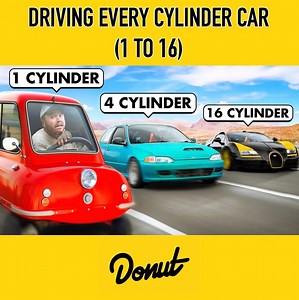 591K views · 10K reactions | We drove cars with every number of cylinders, from a 1 cylinder all the way up to 16, to compare the way they sound and feel to drive. | Donut Media | Facebook
