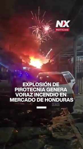 Explosión de pirotecnia genera voraz incendio en mercado de Honduras Se registró una explosión dentro de un negocio de pirotecnia que derivó en un voraz incendio en el Mercado Medina Concepción de San Pedro Sula, Honduras. El fuego consumió varios locales del sector. Las labores de extinción del fuego se dificultaron debido al material inflamable del establecimiento. De acuerdo con los primeros reportes, dos menores de edad resultaron con quemaduras graves por lo que fueron trasladados a un cent