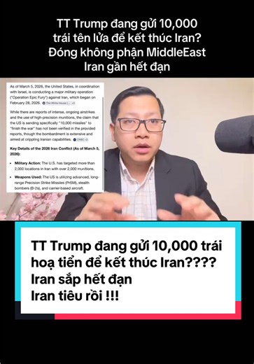 TT Trump đang gửi 10,000 trái tên lửa để kết thúc Iran ???