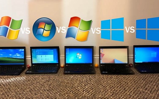 Windows XP vs Vista vs 7 vs 8.1 vs 10 速度大比拼【中英字幕】