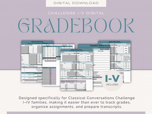 Challenge I–IV Homeschool Gradebook | Google Sheet | Automated Report Card | Customizable for Classical Conversations - Etsy