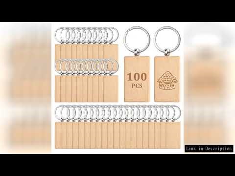 100Pcs Rectangular Wood Keyring Wooden Keychain