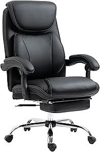 Reclining Office Chair with Footrest High Back Computer Home Desk Ergonomic Executive Office Chair with Armrests Adjustable Height/Tilt