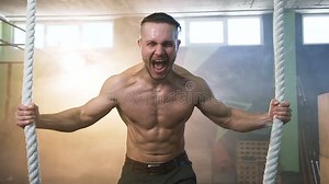 Young Muscular Man Screaming in Anger after Exhausting Workout in the Gym. Stock Video - Video of challenge, physical: 145025555
