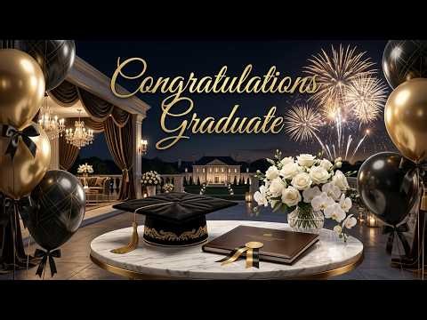 🎓 Congratulations Graduate 4K Screensaver | Luxury Black & Gold Graduation Wallpaper ✨ Elegant Music