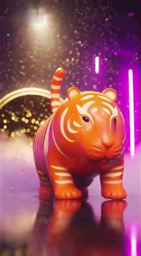 El Tigre Naranja Enciende la Pasarela en Fruit Models Show 🍊🐅✨ #animales #frutas