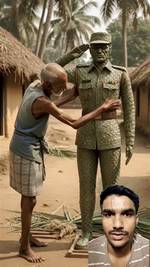 Old Man Creates Indian Army 🇮🇳 with Palm Leaves | Mini Wooden Craft Magic #army #woodcrafts #arts