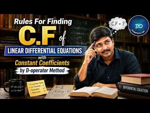 Lec-1 |Mastering C.F.(Complementary Function) |2nd Order Differential Equations | D-Operator Method