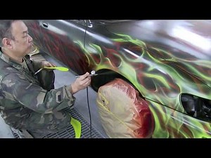 【カスタムペイント】How to paint like a Flames / Fire flame pattern with candy paint !