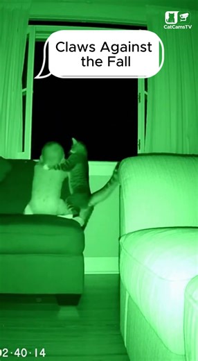 Cat Pulls Toddler Back from Open Window Ledge | Real Night Vision CCTV 🐈⬛👶 #Shorts