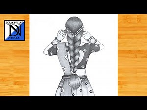 A Girl Backside Braid Hairstyle || Pencil sketch for beginner || Drawing Girl Hairstyle || Drawing
