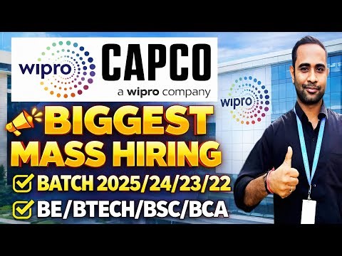 Wipro(CAPCO) Biggest Hiring | 2025/24/23/22 | Salary 5LPA | BE/BTECH/BSC/BCA