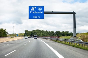 Traffic on german Autobahn A4 nearby Friedewald. Friedewald is a...