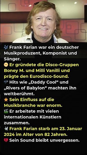 Das musikalische Genie – Abschied von Frank Farian