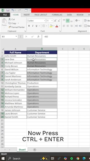 Fill data to empty cell in Excel | only 3 sec #spreadsheets #excel #ctrl #keyboardshortcuts