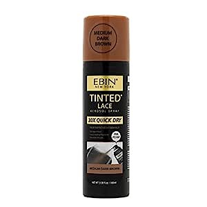 EBIN NEW YORK Tinted Lace Spray - 10X Quick Dry, Water Resistant, No Residue, Even Application, Skin Tone Matching, Natural Look - 3.38oz/ 100ml - Dark Brown