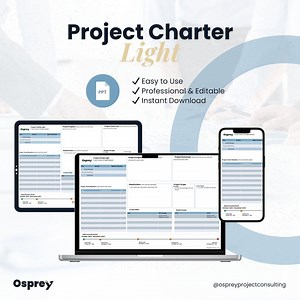 Project Charter Light Template | Simple Project Management Document | Editable PPT | Instant Download - Etsy UK