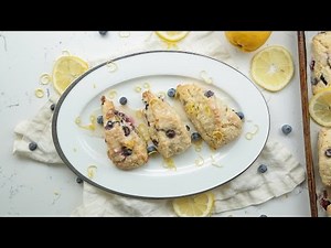 Giant Buttermilk Blueberry Scones with Lemon Glaze
