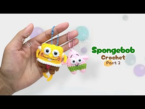 Mini Spongebob Crochet Keychain (2/2) – Easy DIY Tutorial! 🧶