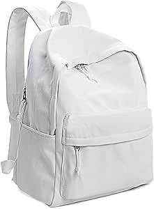 Zicac Diy Canvas Backpack Daypack Satchel Backpack (White, with Side Pocket)