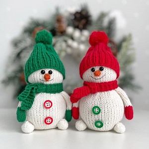 Snowman Knitting Pattern on Two Straight Knitting Needles for Christmas Decor - Etsy Canada
