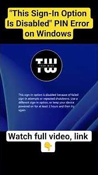 Fix "This Sign-In Option Is Disabled" PIN Error on Windows