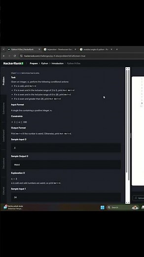 Latihan Python di HackerRank: Kuasai Kondisi If-Else #HackerRank #latihancoding