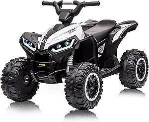 Amazon.com: Ride On ATV, 12V 4 Wheeler Battery Powered Kids Ride On Toys with Remote Control(High Low Speeds), Electric Car Truck 4-Wheels Electric Vehicle with Music, Horn, Led Lights for 3+ Kids, White : Toys & Games