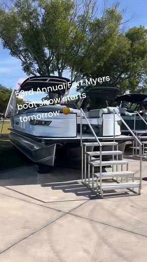 The GoBoatingFlorida 53thrd Annual Fort Myers boat show starts tomorrow. Come see new Avalon Pontoons, Carolina Skiff and @sunsationpowerboats all weekend long. And do not miss the free demo rides 😀 | WMF Watercraft & Marine